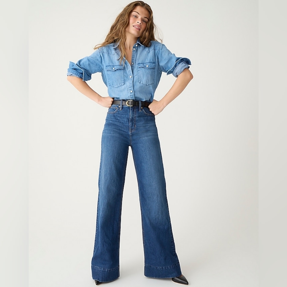 NWT Jcrew Denim Trouser Wide Leg Jean